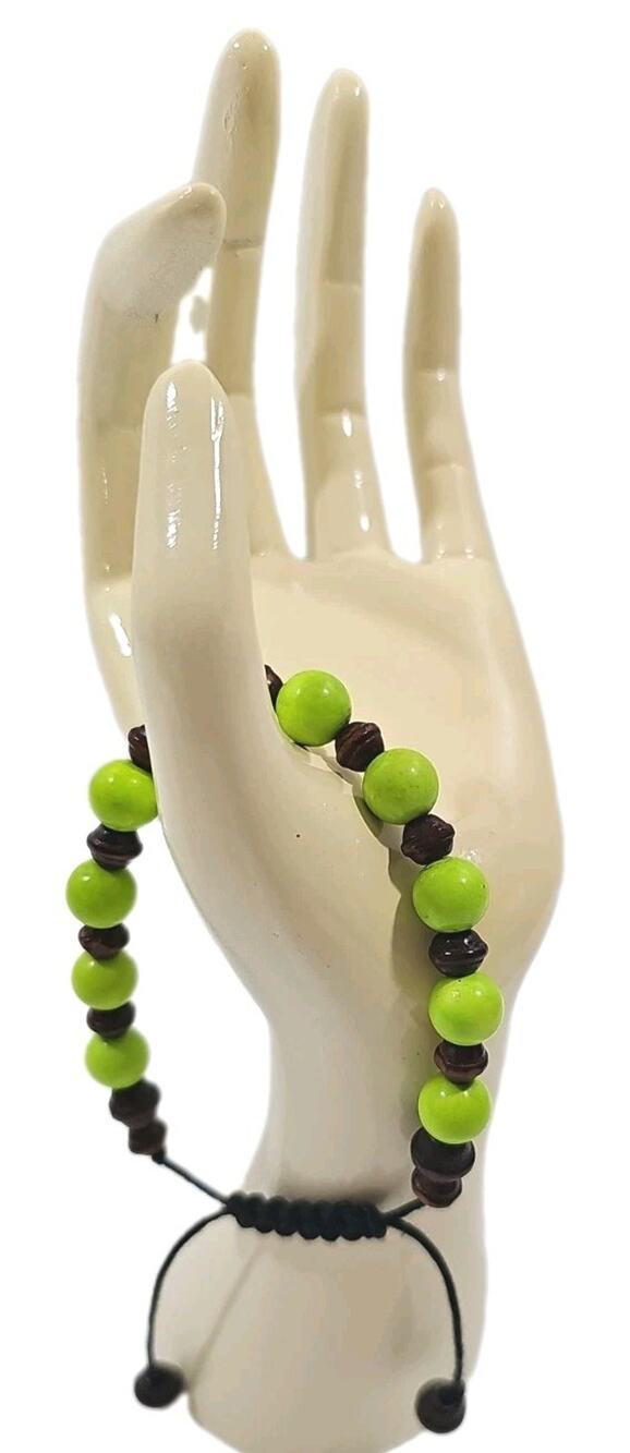 Green/Brown Beaded Bracelet Adjustable Custom-made.